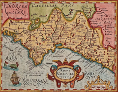 Gerard Mercator 17th Century Hand Colored Map of Valencia and Murcia Spain by Mercator Hondius - 2765247