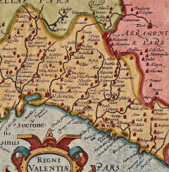 Gerard Mercator 17th Century Hand Colored Map of Valencia and Murcia Spain by Mercator Hondius - 2765265