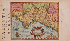 Gerard Mercator 17th Century Hand Colored Map of Valencia and Murcia Spain by Mercator Hondius - 2765672