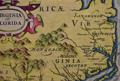 Gerard Mercator Florida and Virginia A 17th Century Hand colored Map by Hondius after Mercator - 2684728