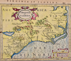 Gerard Mercator Florida and Virginia A 17th Century Hand colored Map by Hondius after Mercator - 2684861