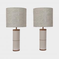 Gerard Simo n PAIR OF EGGSHELL GRAND FEU CERAMIC LAMPS - 3929115