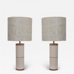 Gerard Simo n PAIR OF EGGSHELL GRAND FEU CERAMIC LAMPS - 3931005