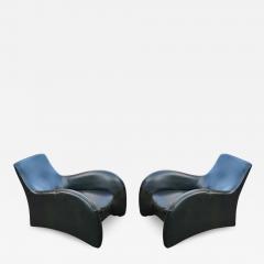 Gerard van den Berg Pair Curvy Leather Lounge Chairs Style of Gerard Van Den Berg Montis Post Modern - 2942471