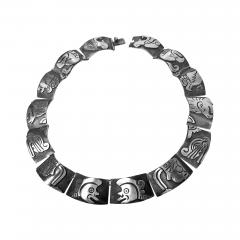 Gerardo Lopez 1950 s Mexican Sterling Silver Aztec Deity Necklace  - 1137915