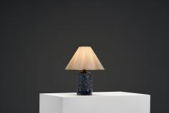 Gerd Hjort Petersen Blue Glaze Ceramic Table Lamp by Gerd Hjort Petersen Denmark ca 1950s - 4701600
