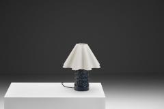 Gerd Hjort Petersen Blue Glaze Ceramic Table Lamp by Gerd Hjort Petersen Denmark ca 1950s - 4701711