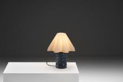 Gerd Hjort Petersen Blue Glaze Ceramic Table Lamp by Gerd Hjort Petersen Denmark ca 1950s - 4701712