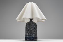 Gerd Hjort Petersen Blue Glaze Ceramic Table Lamp by Gerd Hjort Petersen Denmark ca 1950s - 4701716