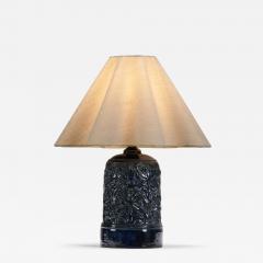 Gerd Hjort Petersen Blue Glaze Ceramic Table Lamp by Gerd Hjort Petersen Denmark ca 1950s - 4705536