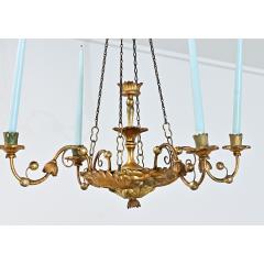German 19th Century Giltwood Candle Chandelier - 4611994