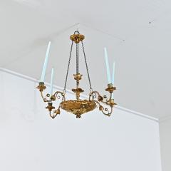 German 19th Century Giltwood Candle Chandelier - 4612004