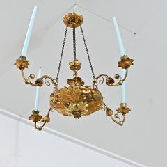 German 19th Century Giltwood Candle Chandelier - 4612005
