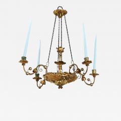 German 19th Century Giltwood Candle Chandelier - 4636054