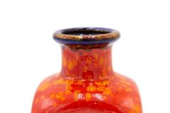 German Bay Keramic Orange Ceramic Vase with Blue Design - 4672126