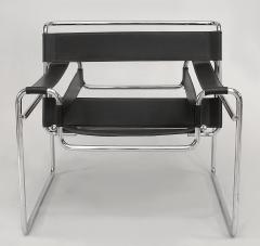 German Chrome and Leather Arm Chairs - 4669057