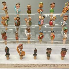 German Cork Wine Stoppers Hand Carved Painted Wood 19th 20th Century - 3568918
