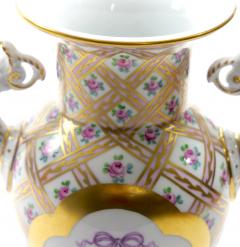 German Dresden Porcelain Painted Gilt Decorated Urn Shape Decorative Vase - 4793683