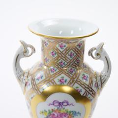 German Dresden Porcelain Painted Gilt Decorated Urn Shape Decorative Vase - 4793691