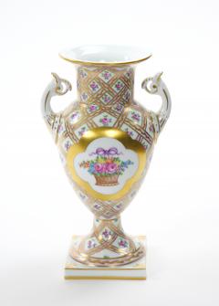German Dresden Porcelain Painted Gilt Decorated Urn Shape Decorative Vase - 4796257