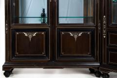 German Edwardian Ebony and Inlaid Two Part Corner Display Cabinet circa 1900 - 4501762