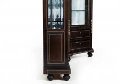 German Edwardian Ebony and Inlaid Two Part Corner Display Cabinet circa 1900 - 4501766