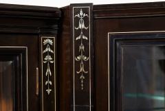 German Edwardian Ebony and Inlaid Two Part Corner Display Cabinet circa 1900 - 4501768