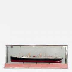 German Luxury Liner Ship Model in Glass Case - 4631169