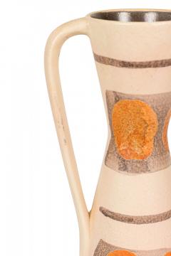 German Mid Century Hourglass Form Beige and Brown Horizontally Patterned Handled - 4675706