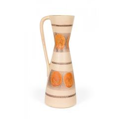 German Mid Century Hourglass Form Beige and Brown Horizontally Patterned Handled - 4742174