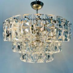 German Mid Century Modern Four Tier Chandelier Nickel Brass Geometric 1970s - 3085868