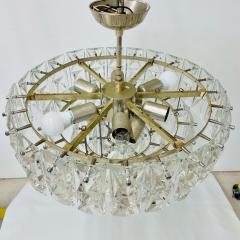 German Mid Century Modern Four Tier Chandelier Nickel Brass Geometric 1970s - 3085869
