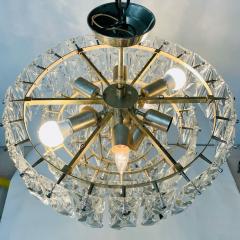 German Mid Century Modern Four Tier Chandelier Nickel Brass Geometric 1970s - 3085870