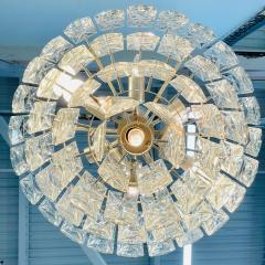 German Mid Century Modern Four Tier Chandelier Nickel Brass Geometric 1970s - 3085872