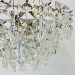 German Mid Century Modern Four Tier Chandelier Nickel Brass Geometric 1970s - 3085875