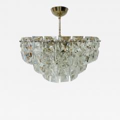 German Mid Century Modern Four Tier Chandelier Nickel Brass Geometric 1970s - 3280093