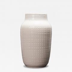 German Mid Century Raised Grid Textured White Porcelain Vase - 4720776