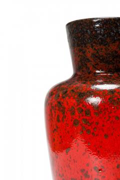 German Mid Century Red and Black Glazed Fat Lava Ceramic Vase - 4673811