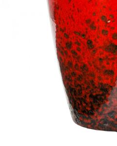 German Mid Century Red and Black Glazed Fat Lava Ceramic Vase - 4673812