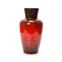 German Mid Century Red and Black Glazed Fat Lava Ceramic Vase - 4721098