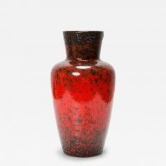 German Mid Century Red and Black Glazed Fat Lava Ceramic Vase - 4721149