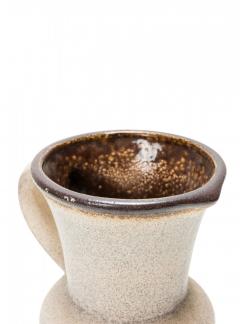 German Mid Century Textured Beige Brown and Red Glazed Ceramic Pitcher - 4195762