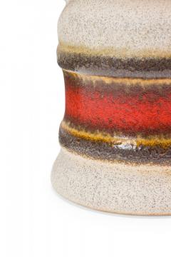 German Mid Century Textured Beige Brown and Red Glazed Ceramic Pitcher - 4195764