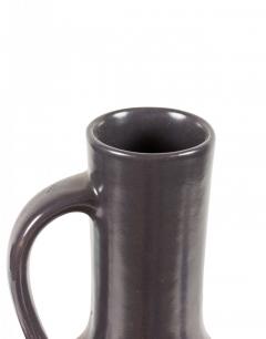 German Mid Century Vertical Vine Design Black Glazed Ceramic Handled Vase - 4673127