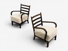 German Modern Lounge Chairs Oak Beige Shearling Germany 1940s - 4702441