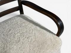 German Modern Lounge Chairs Oak Beige Shearling Germany 1940s - 4702443