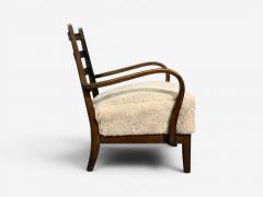 German Modern Lounge Chairs Oak Beige Shearling Germany 1940s - 4702446