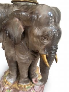 German Porcelain 3 Elephant Head Lamp - 4658046