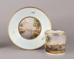 German Porcelain Topographical Cup and Saucer c 1800 - 1538363