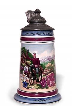 German Porcelain and Pewter Beer Stein - 4199044